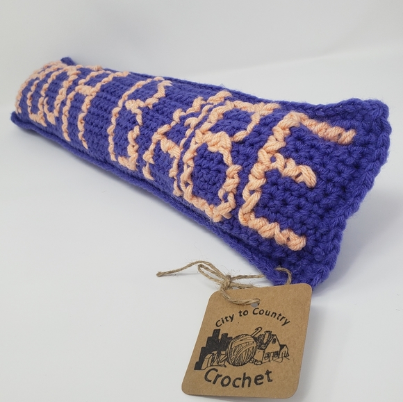 Posh Babe Micro Pillow Embroidered Purple Crochet Handmade Home Decor Peach - Picture 7 of 9